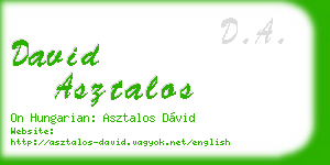 david asztalos business card